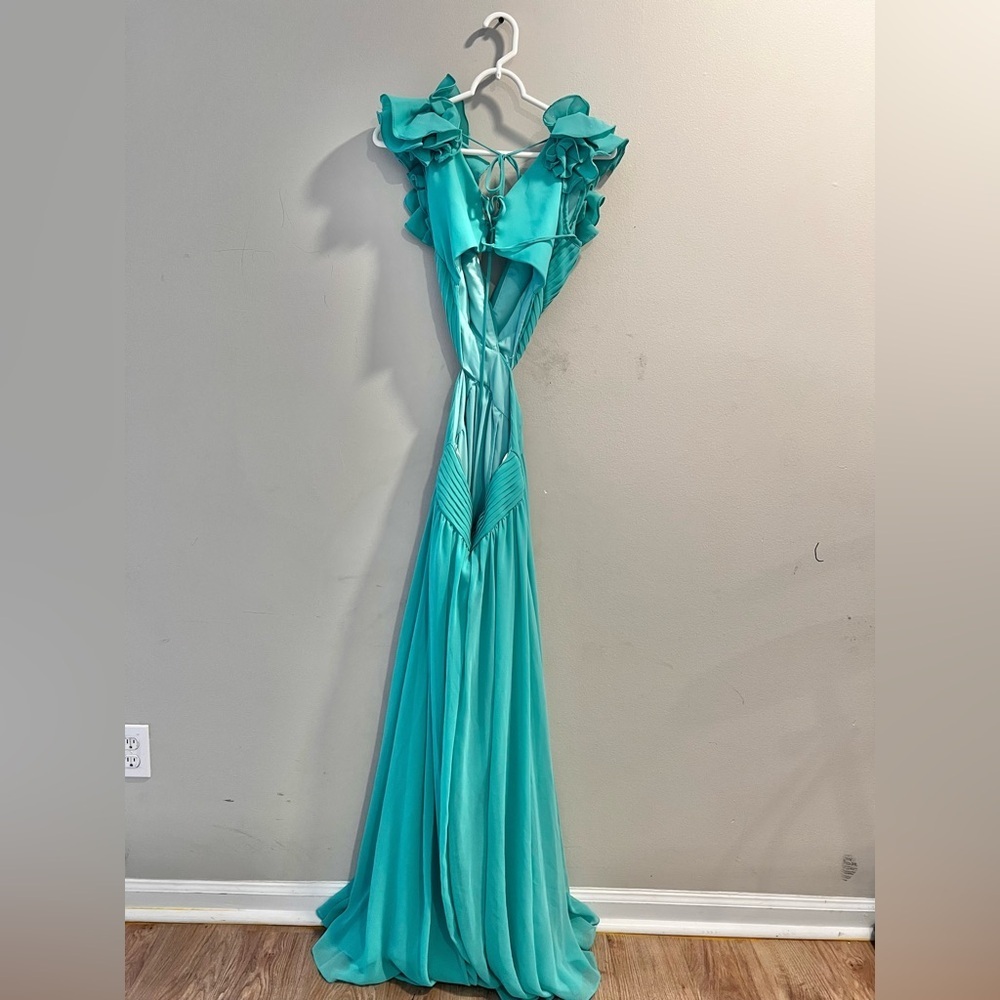 Patbo Flutter Sleeve Cut Out Chiffon Maxi Dress Size 6 EUC - Picture 6 of 8
